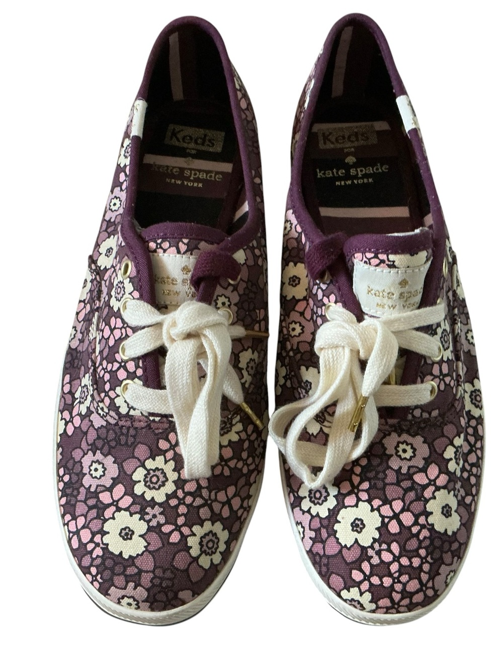 Kate spade x Keds kickstar sneakers purple dirty floral size 7 New